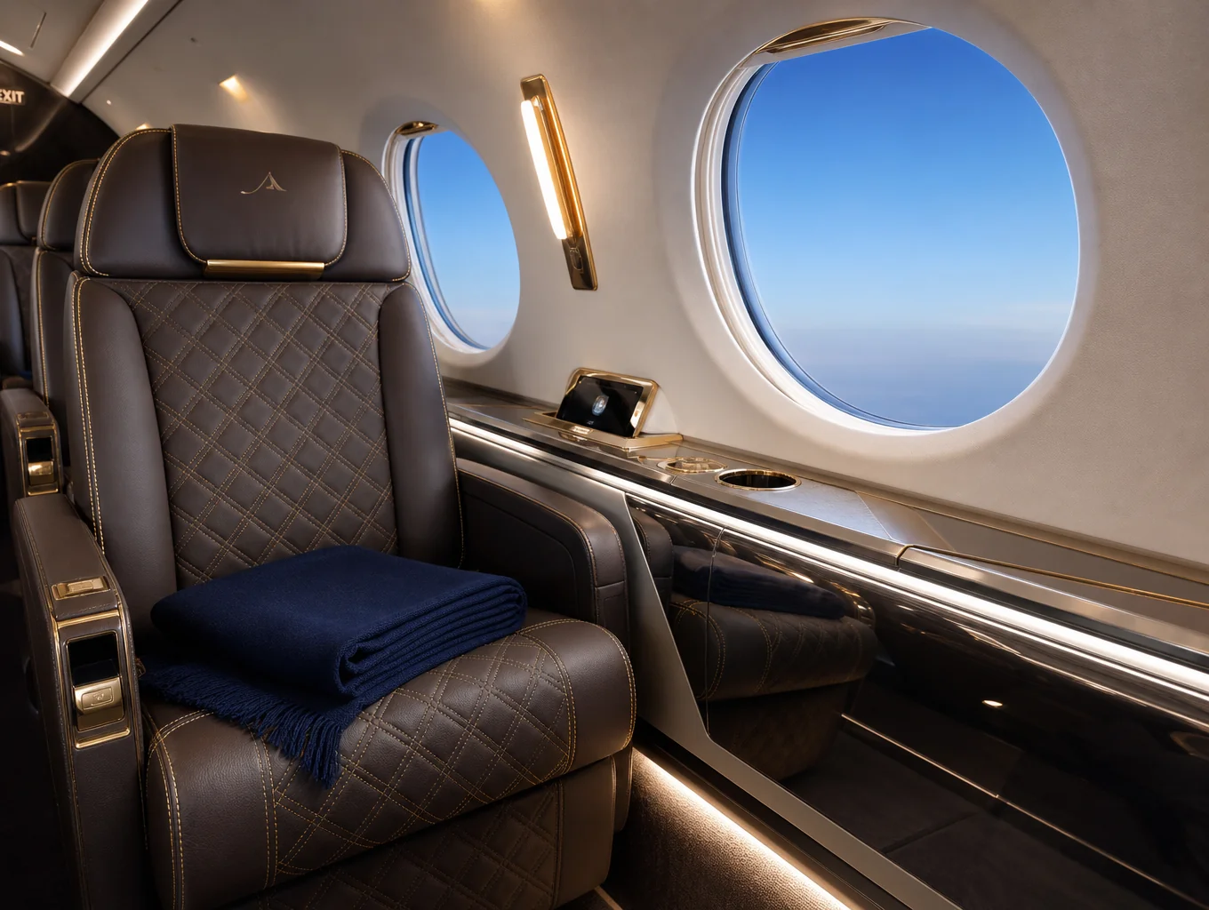 Private jet interior for luxury travel concierge
